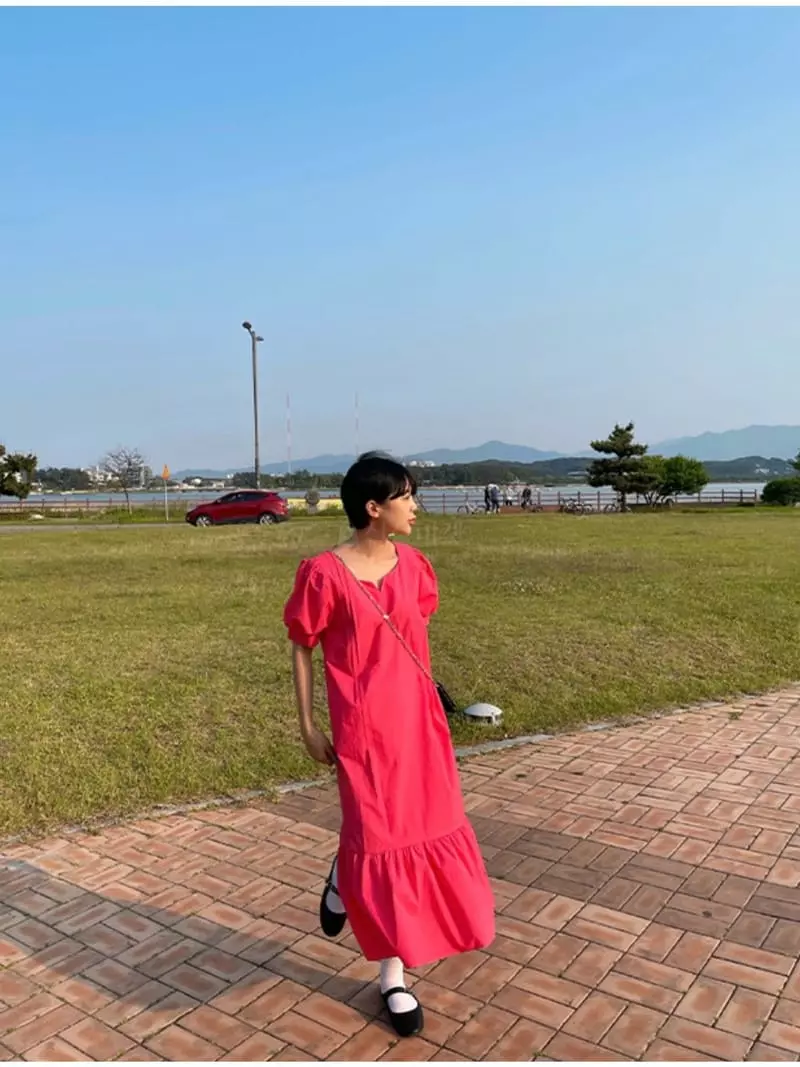 Buckle - Korean Women Fashion - #thatsdarling - Pintuck Puff One-piece