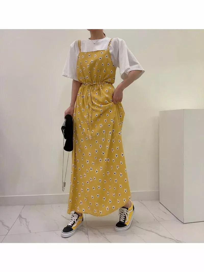Buckle - Korean Women Fashion - #vintagekidsstyle - Flower String One-piece - 2