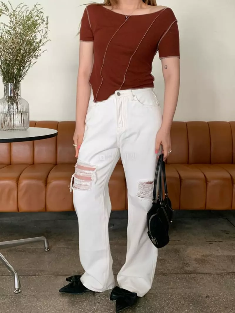 Buckle - Korean Women Fashion - #momslook - Oba Color Tee - 4
