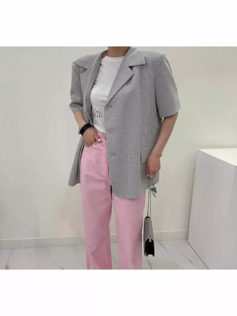 Buckle - Korean Women Fashion - #womensfashion - Check Jacket - 2