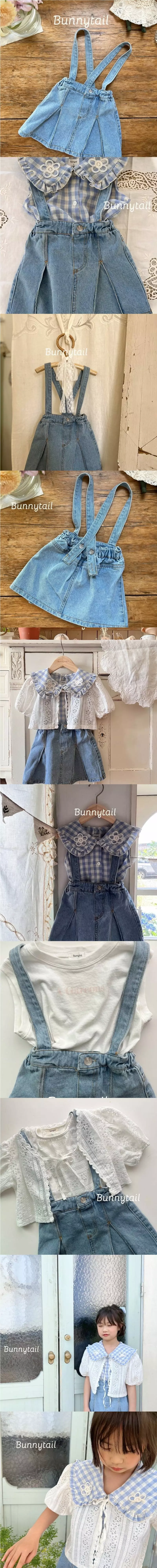 Bunnytail - Korean Children Fashion - #fashionkids - Pleats Dungarees Skirt