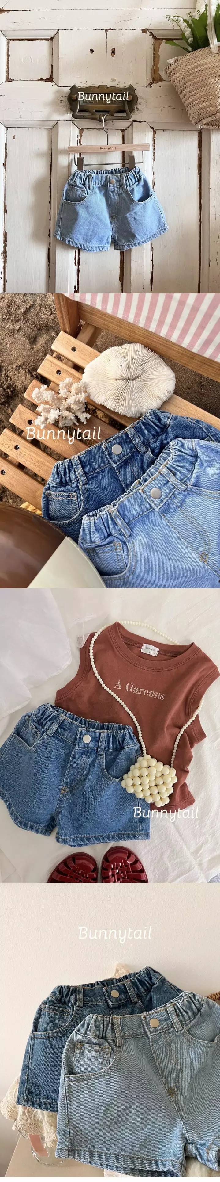 Bunnytail - Korean Children Fashion - #todddlerfashion - Easy Denim Shorts - 3