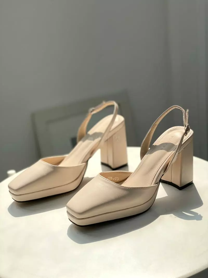 Button - Korean Women Fashion - #womensfashion - 1046 Sling Back Shoes Heel - 4