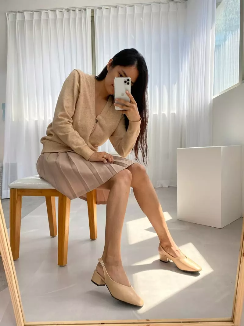 Button - Korean Women Fashion - #pursuepretty - 2021 Stitch Square Sling Back Shoes - 4