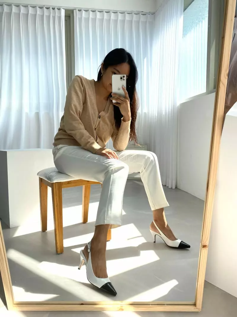 Button - Korean Women Fashion - #romanticstyle - 197 Combi Sling Back Shoes - 3