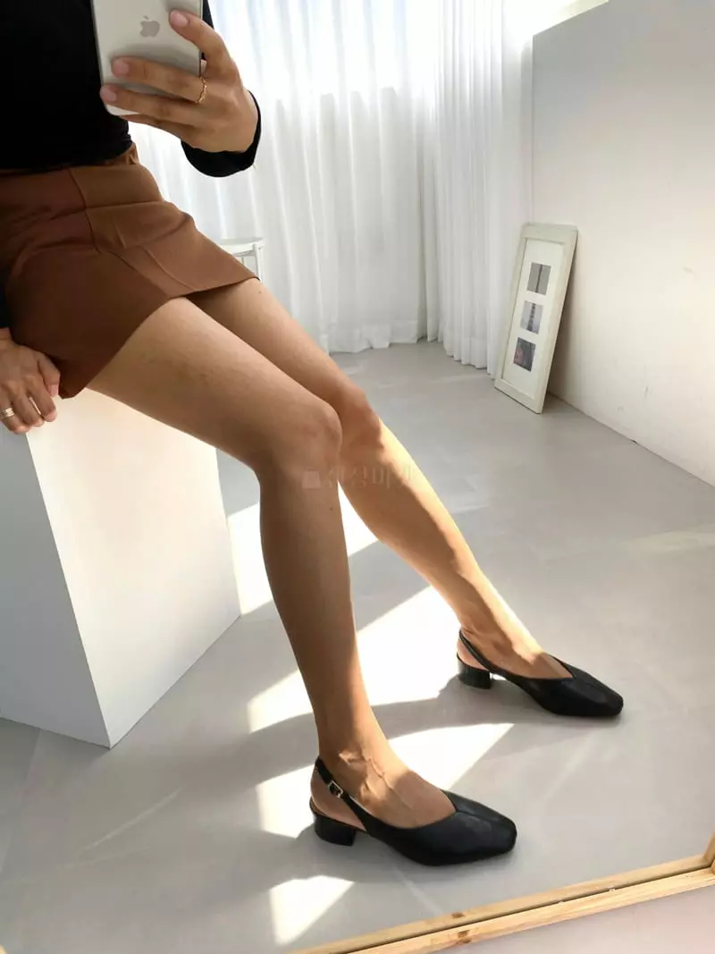 Button - Korean Women Fashion - #vintageinspired - 2021 Stitch Square Sling Back Shoes