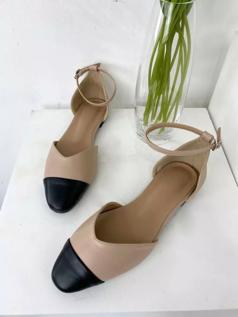Button - Korean Women Fashion - #womensfashion - 2064 Two Tone Flats - 2