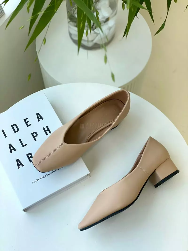 Button - Korean Women Fashion - #womensfashion - 2022 Stitch Square Middle Heel - 3