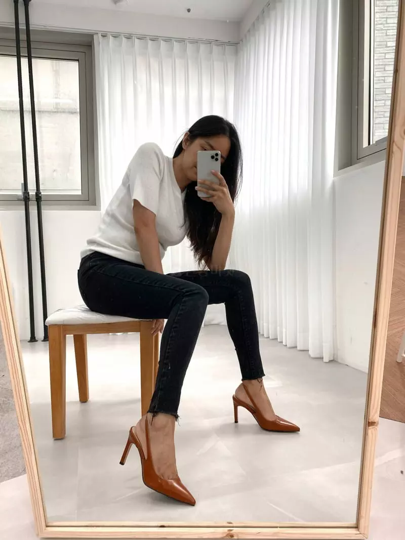 Button - Korean Women Fashion - #momslook - 121 Sling Back Shoes Heel - 4