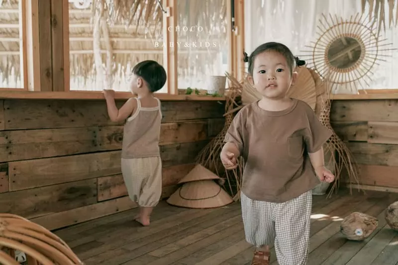 Choco bebe - Korean Children Fashion - #toddlerclothing - Sky Check Check Pants - 6