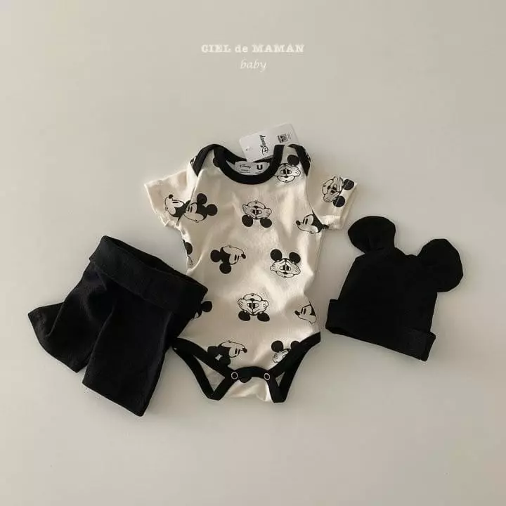 Ciel De Maman - Korean Baby Fashion - #babyboutiqueclothing - Ang MK Bodysuit with Leggings Hat Bebe - 8