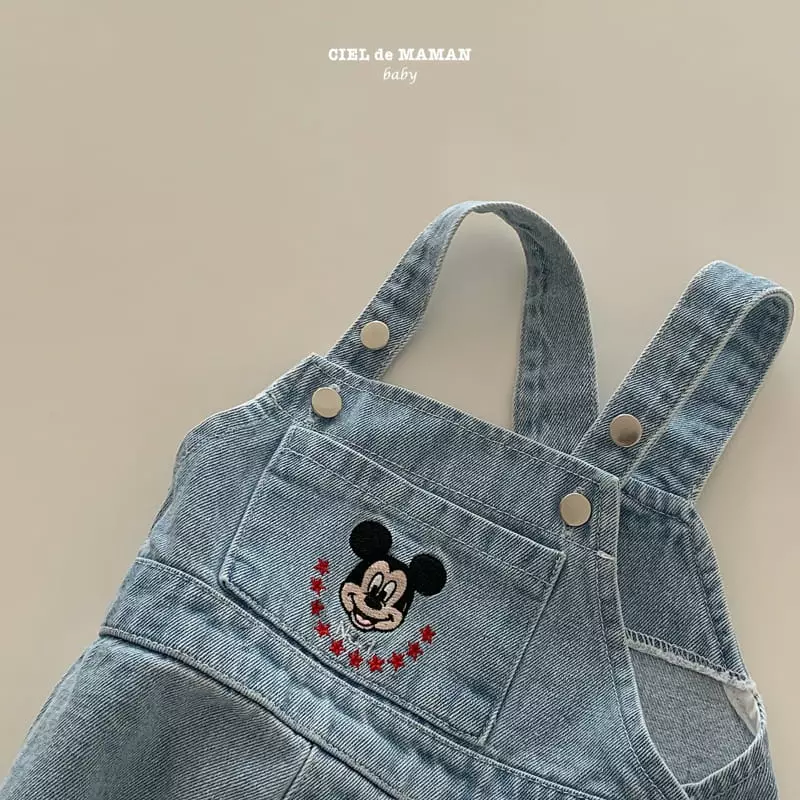 Ciel De Maman - Korean Baby Fashion - #babyootd - Mickey Embroidery Dungarees