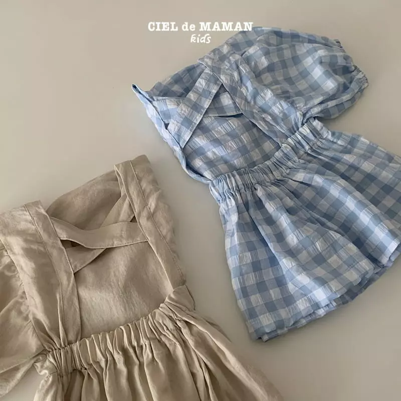 Ciel De Maman - Korean Children Fashion - #fashionkids - Balloon Cross Top Bottom Set - 2