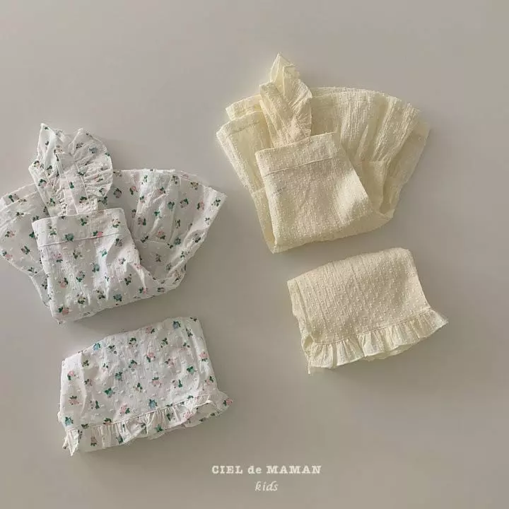 Ciel De Maman - Korean Children Fashion - #kidsshorts - Frill Top Bottom Set - 8