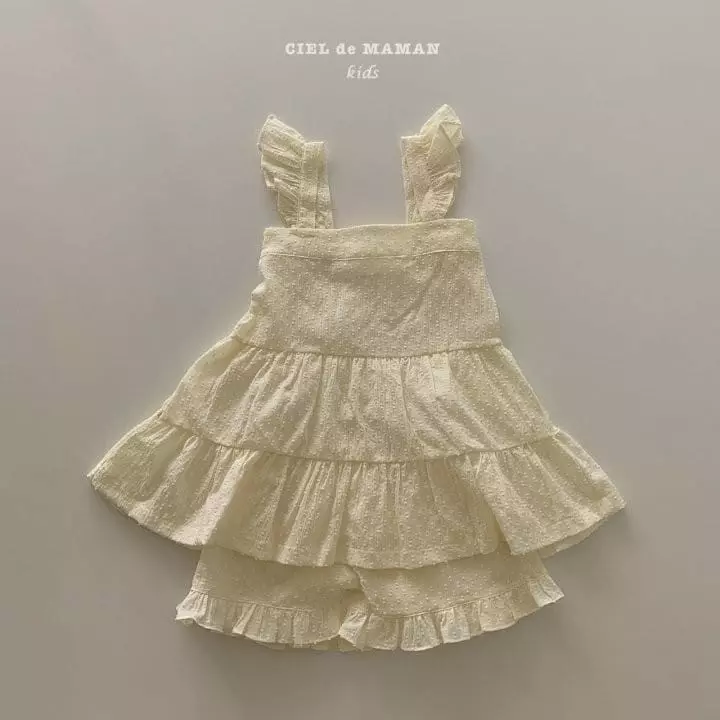 Ciel De Maman - Korean Children Fashion - #toddlerclothing - Frill Top Bottom Set
