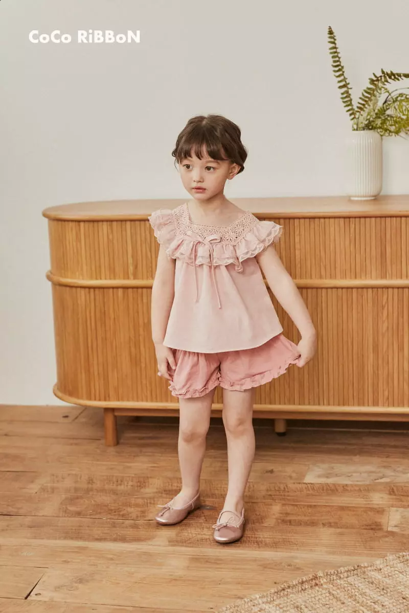Coco Ribbon - Korean Children Fashion - #childofig - Ribbon Square Neck Blouse - 2