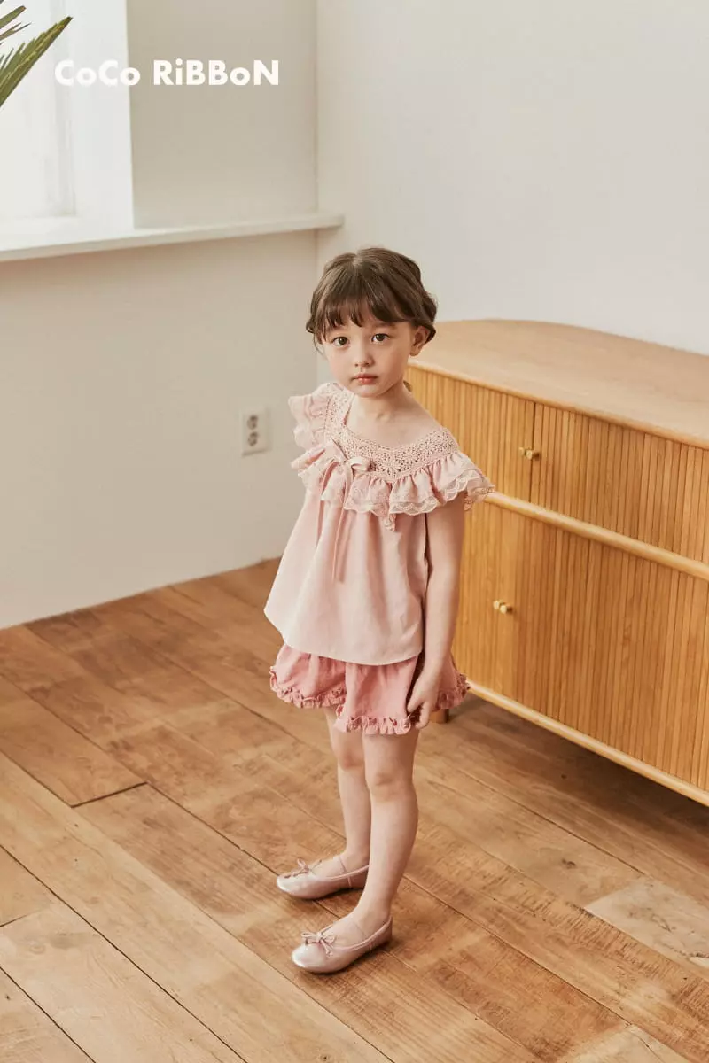Coco Ribbon - Korean Children Fashion - #childrensboutique - Ribbon Square Neck Blouse - 3