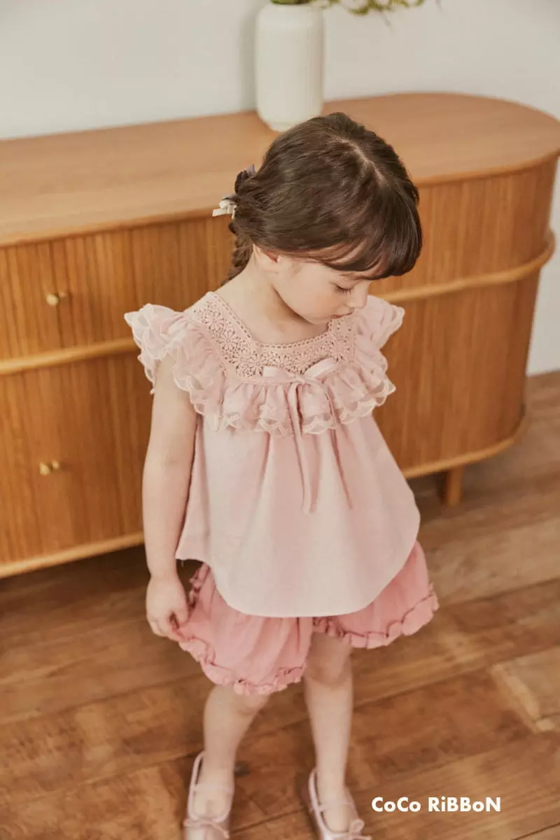 Coco Ribbon - Korean Children Fashion - #childrensboutique - Ribbon Square Neck Blouse - 4
