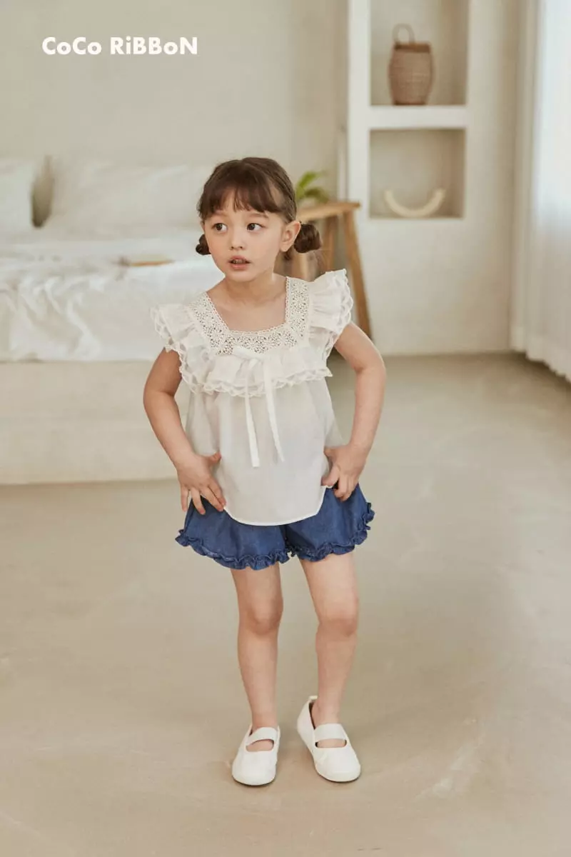 Coco Ribbon - Korean Children Fashion - #fashionkids - Ribbon Square Neck Blouse - 6