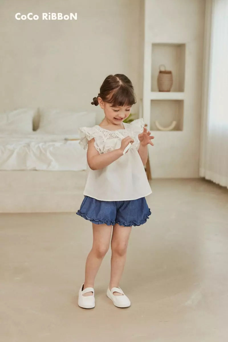 Coco Ribbon - Korean Children Fashion - #kidsshorts - Ribbon Square Neck Blouse - 7