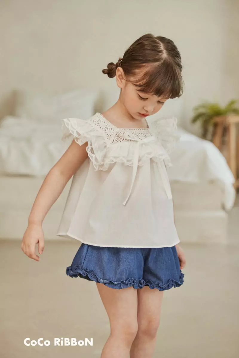 Coco Ribbon - Korean Children Fashion - #kidsstore - Ribbon Square Neck Blouse - 8