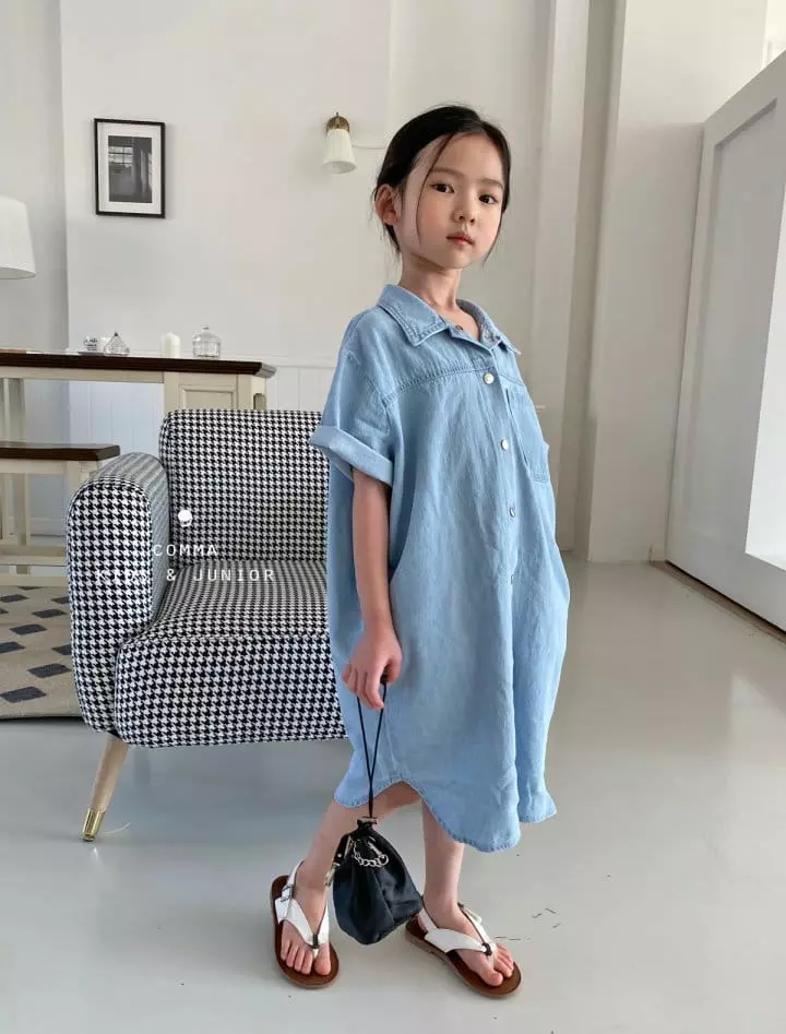 Comma - Korean Children Fashion - #kidzfashiontrend - Boxy Denim One-piece - 5