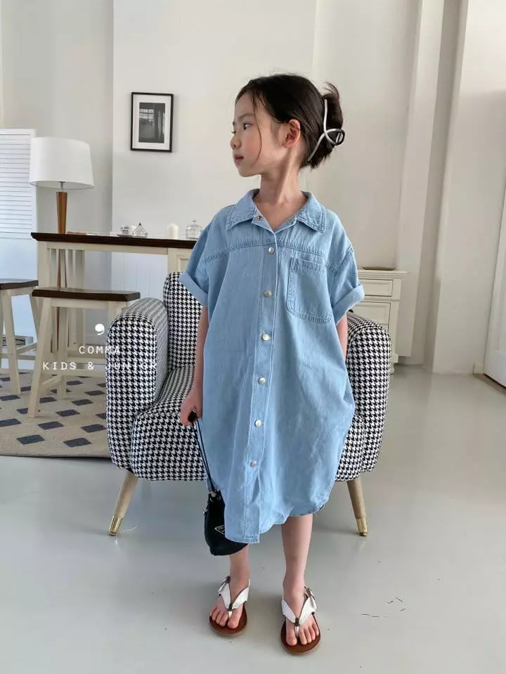 Comma - Korean Children Fashion - #littlefashionista - Boxy Denim One-piece - 7