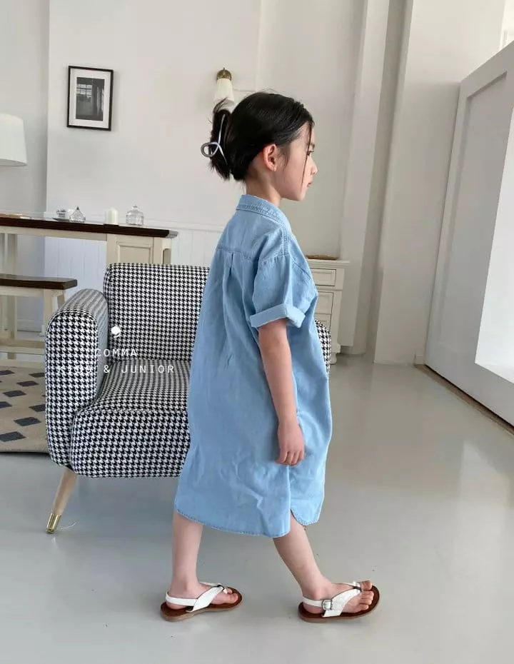 Comma - Korean Children Fashion - #minifashionista - Boxy Denim One-piece - 9