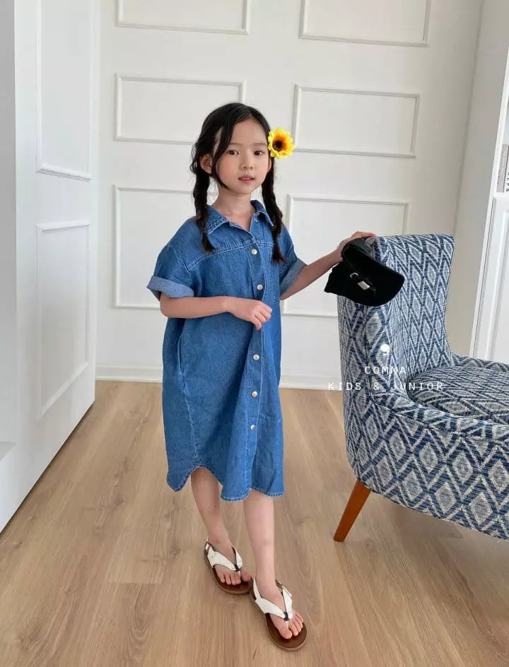 Comma - Korean Children Fashion - #todddlerfashion - Boxy Denim One-piece - 11