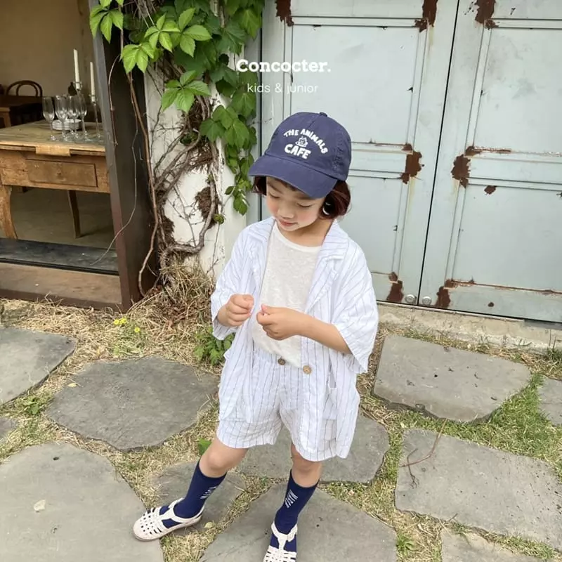 Concocter - Korean Children Fashion - #Kfashion4kids - Charlang Stripes Top Bottom Set - 6