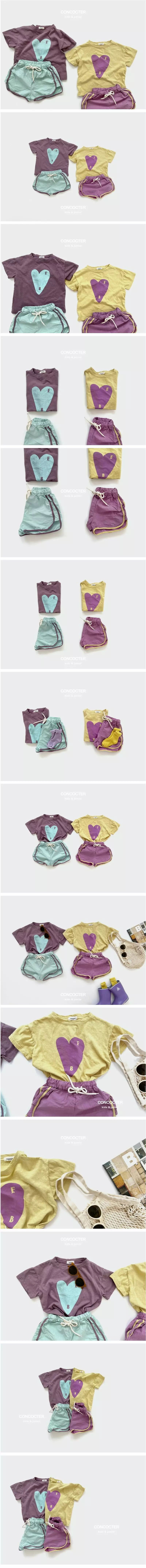 Concocter - Korean Children Fashion - #childofig - Heart Slub Top Bottom Set