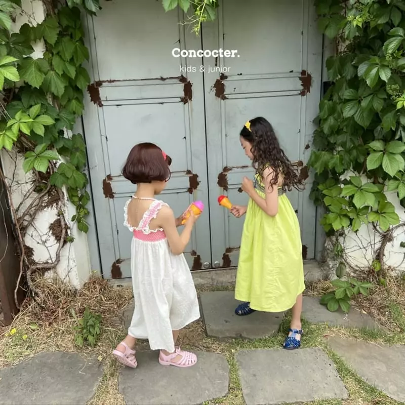 Concocter - Korean Children Fashion - #childofig - Lime Smocked One-piece - 10