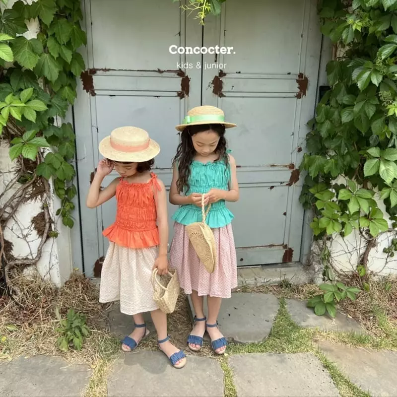 Concocter - Korean Children Fashion - #childofig - Orange Smocking Shirring Sleeveless - 5