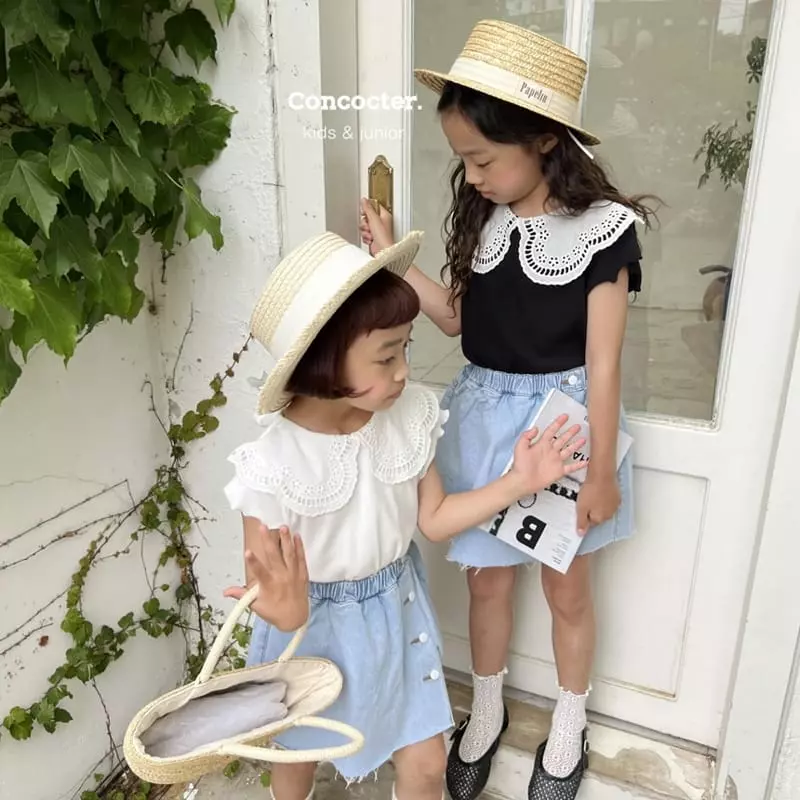 Concocter - Korean Children Fashion - #childofig - Flower Collar Tee - 3