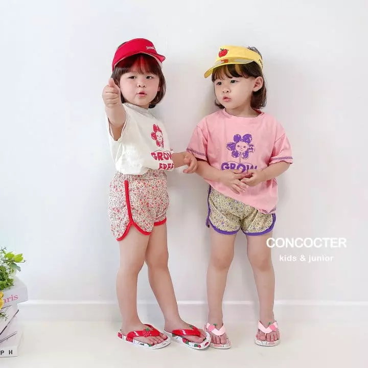 Concocter - Korean Children Fashion - #childrensboutique - Sun Flower Flower Paint Top Bottom Set - 9