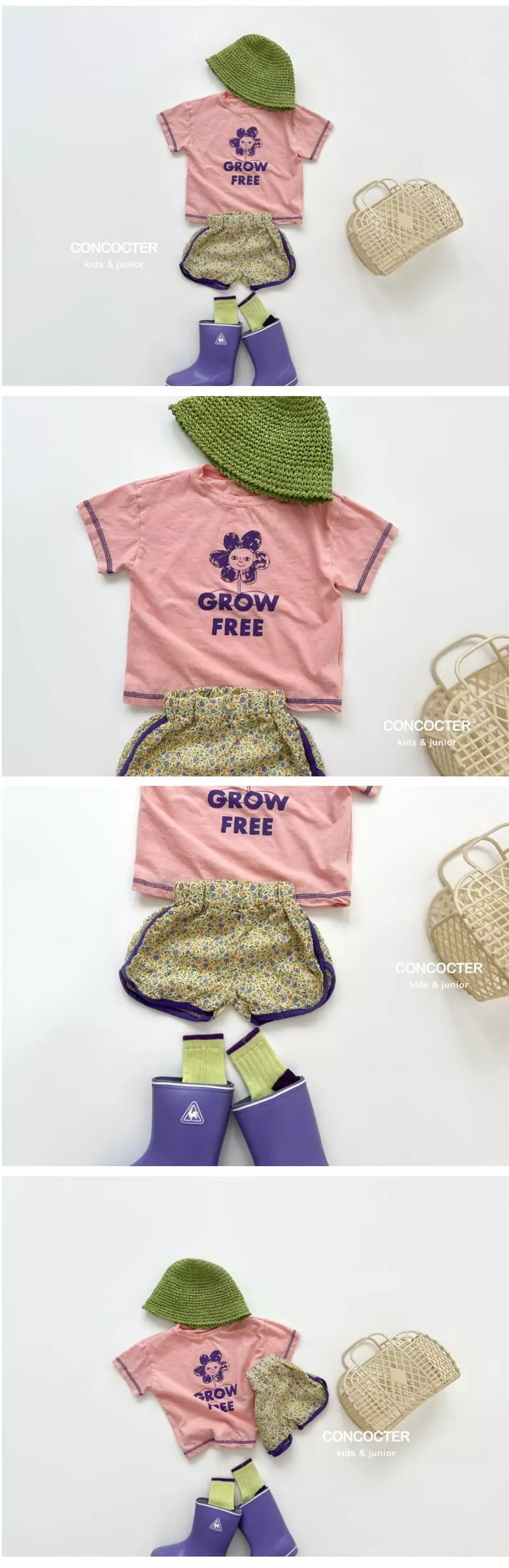 Concocter - Korean Children Fashion - #designkidswear - Sun Flower Top Bottom Set - 2