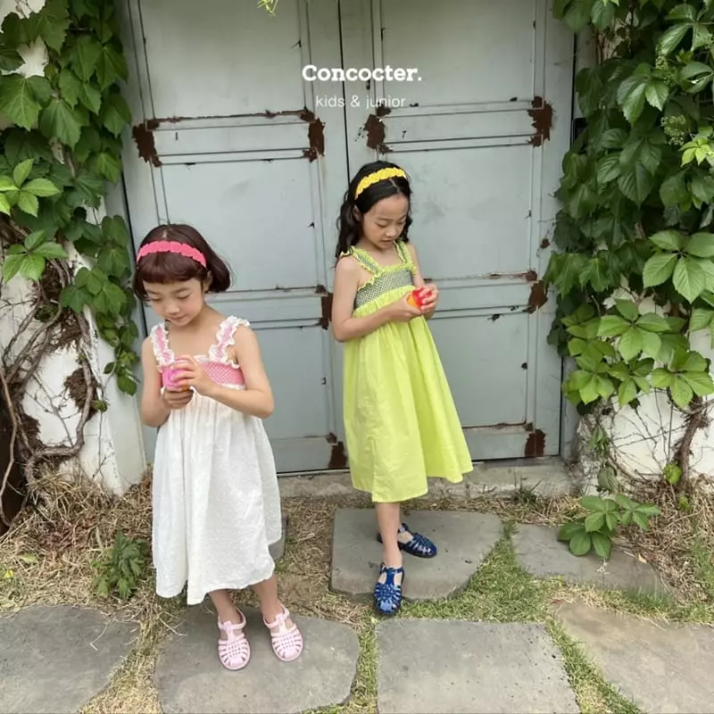 Concocter - Korean Children Fashion - #designkidswear - Lime Smocked One-piece - 12