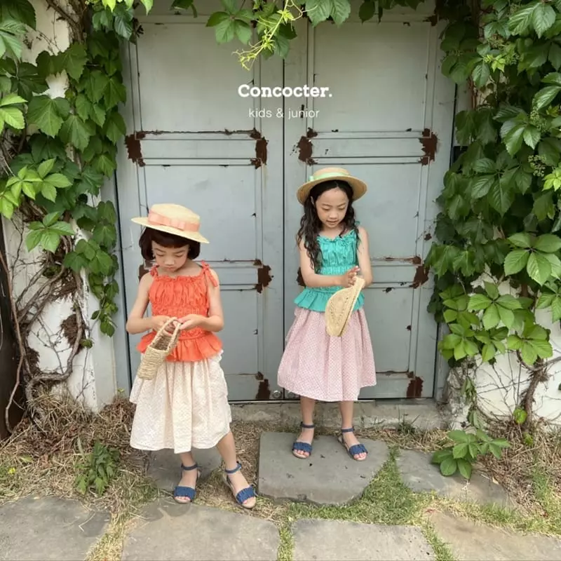 Concocter - Korean Children Fashion - #designkidswear - Orange Smocking Shirring Sleeveless - 7