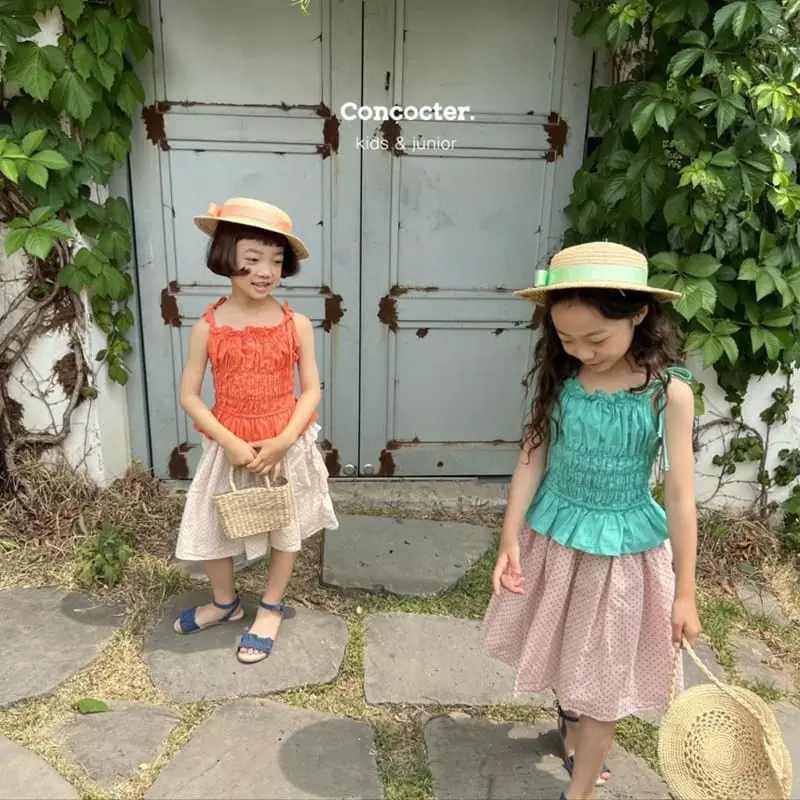 Concocter - Korean Children Fashion - #discoveringself - Orange Smocking Shirring Sleeveless - 8