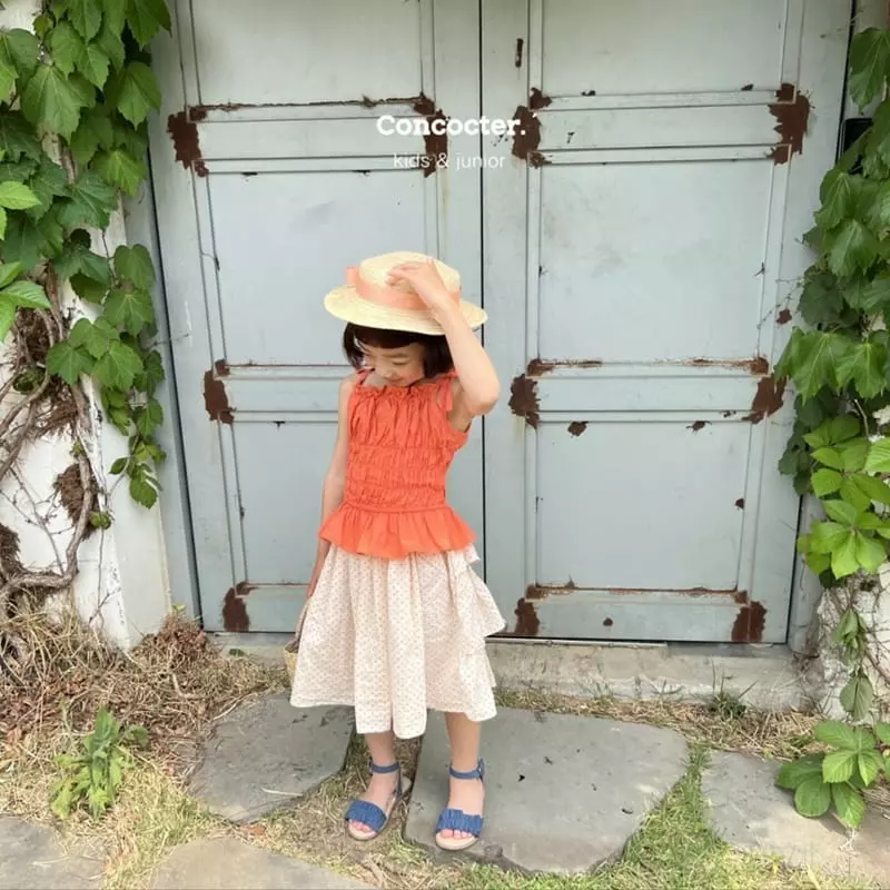 Concocter - Korean Children Fashion - #kidzfashiontrend - Orange Smocking Shirring Sleeveless - 12