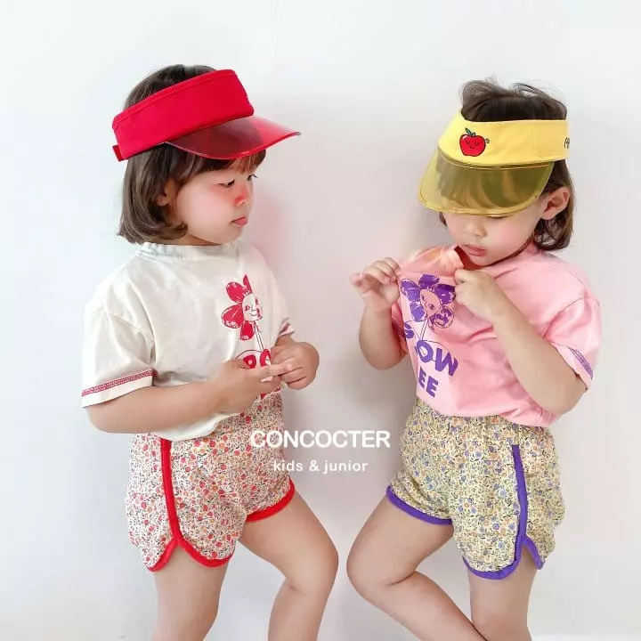 Concocter - Korean Children Fashion - #littlefashionista - Sun Flower Flower Paint Top Bottom Set - 3