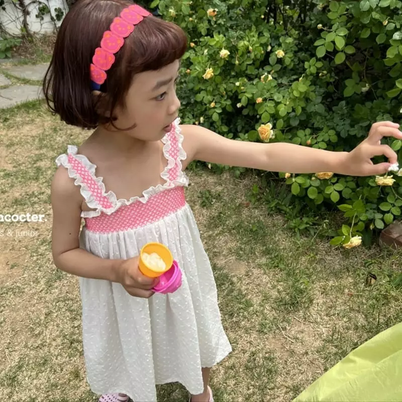 Concocter - Korean Children Fashion - #littlefashionista - Lime Smocked One-piece - 4