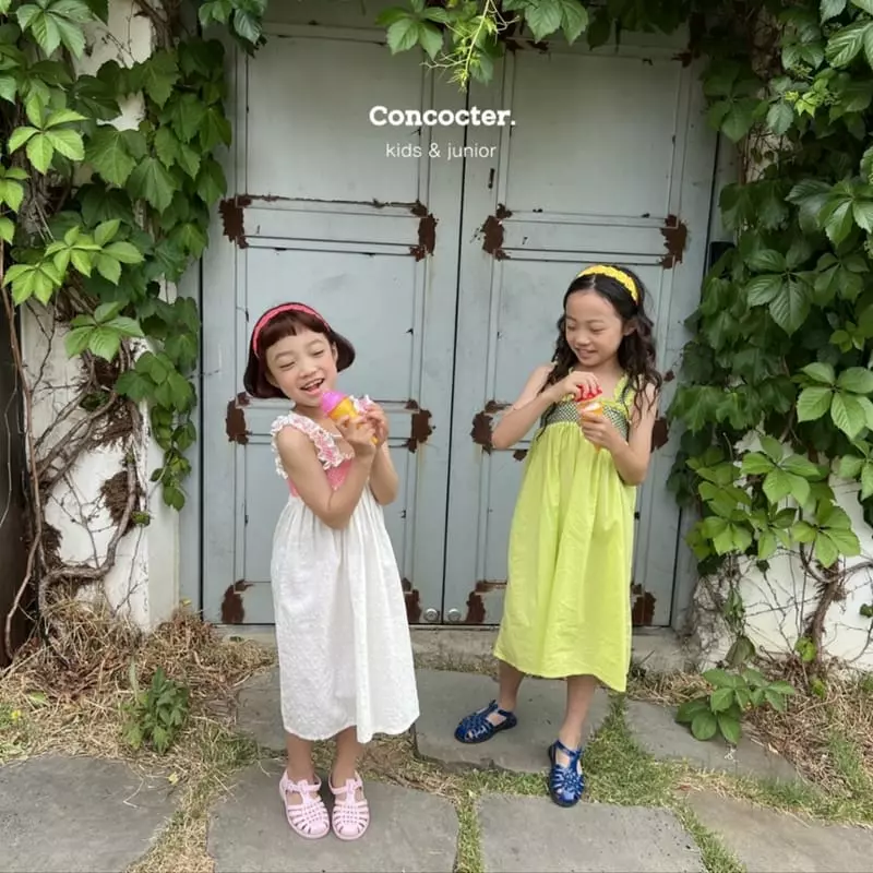 Concocter - Korean Children Fashion - #minifashionista - Lime Smocked One-piece - 5