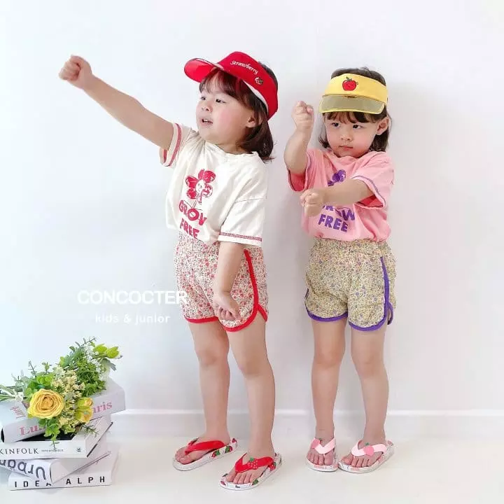 Concocter - Korean Children Fashion - #prettylittlegirls - Sun Flower Flower Paint Top Bottom Set - 6