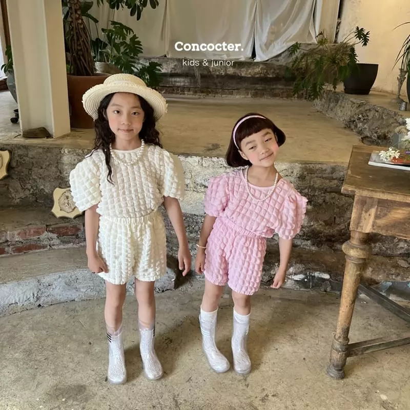 Concocter - Korean Children Fashion - #prettylittlegirls - Bell Embo Top Bottom Set - 11