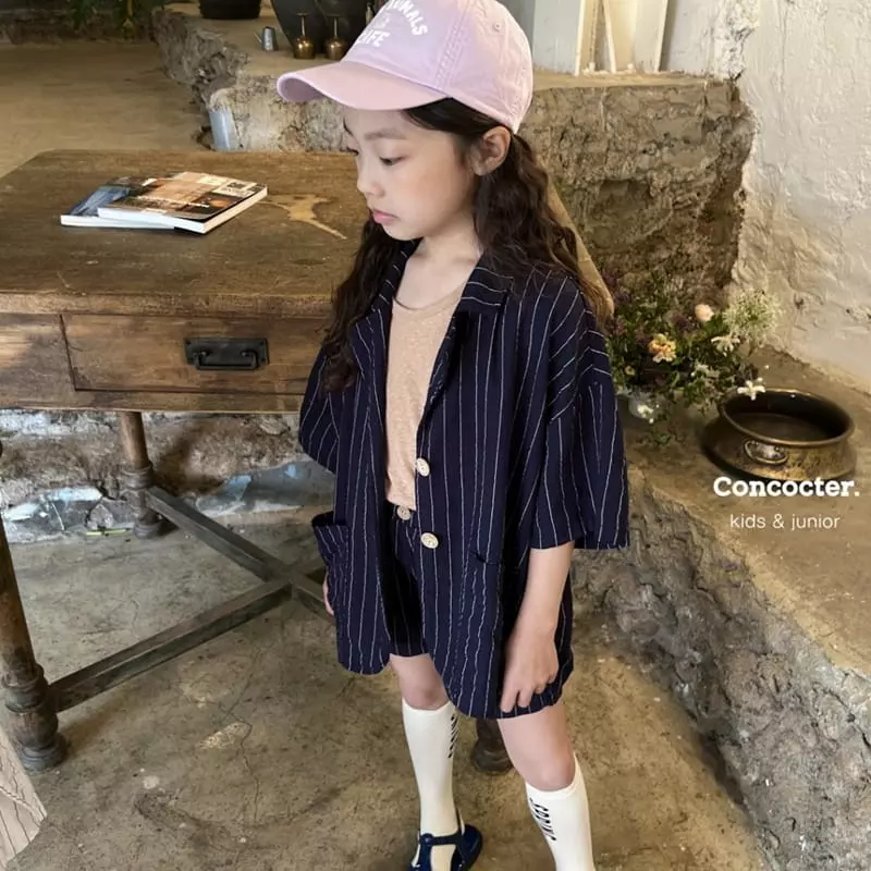 Concocter - Korean Children Fashion - #todddlerfashion - Charlang Stripes Top Bottom Set - 11