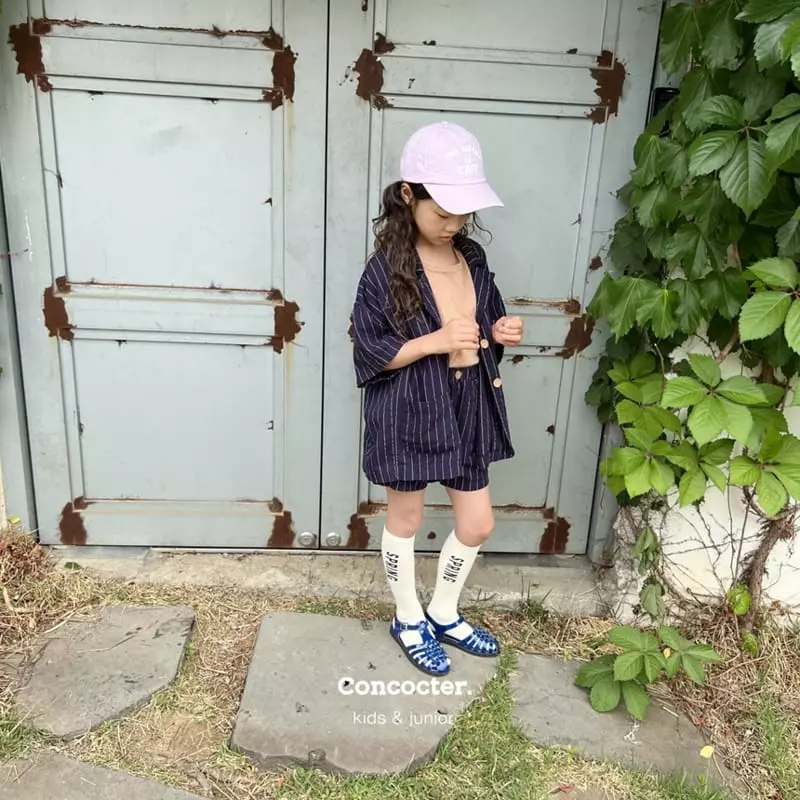 Concocter - Korean Children Fashion - #toddlerclothing - Charlang Stripes Top Bottom Set - 12