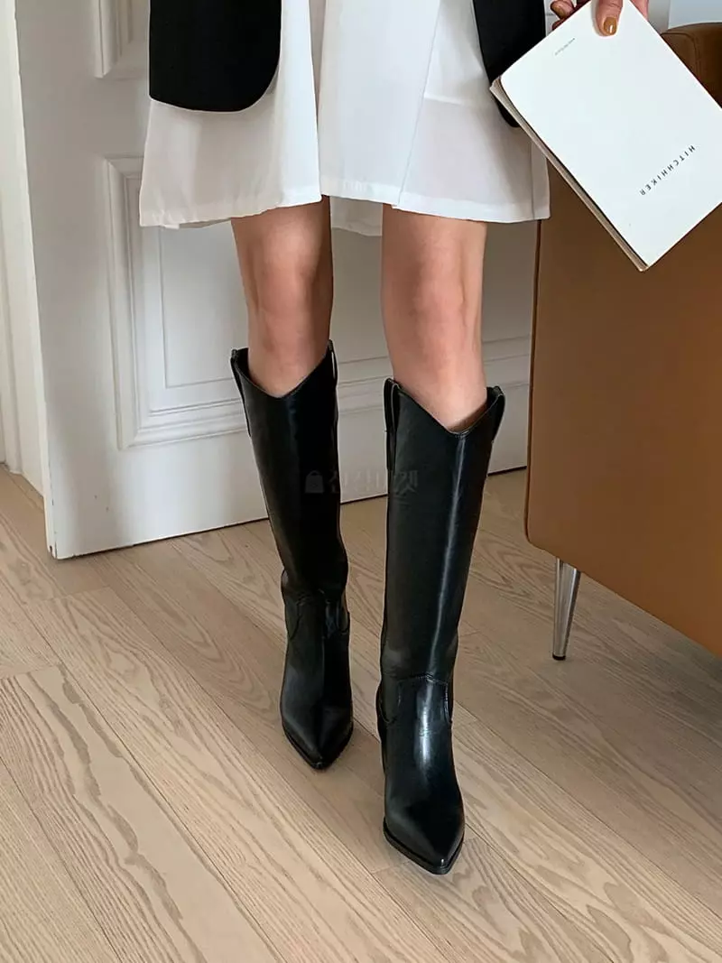 Cooing - Korean Women Fashion - #womensfashion - mu1001 V Cut Long Boots - 3
