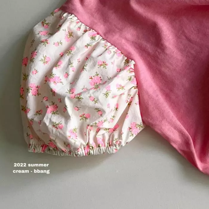 Cream Bbang - Korean Children Fashion - #Kfashion4kids - Flower Color Shirring Tee