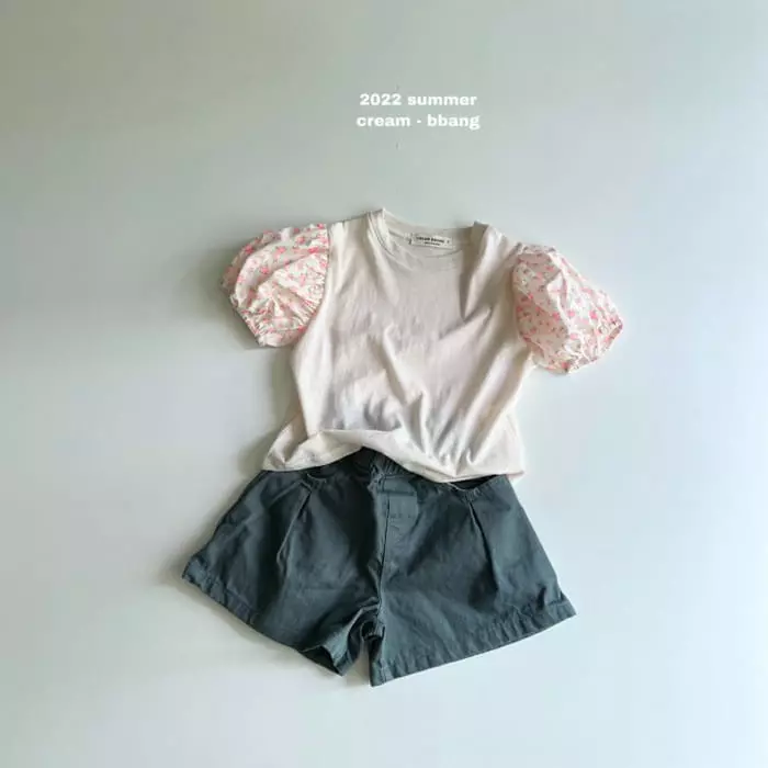 Cream Bbang - Korean Children Fashion - #childofig - Flower Color Shirring Tee - 9